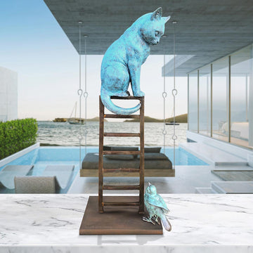 The Cat Loved his Bird Friend (Bronze Sculpture)