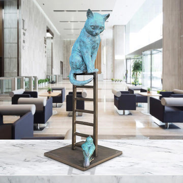 The Cat Loved his Bird Friend (Bronze Sculpture)