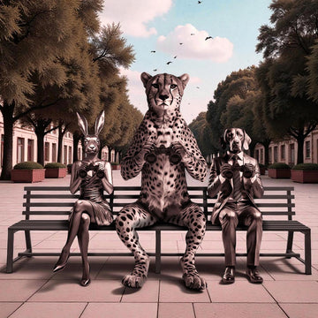 The Cheetah Bench of Friendship (Bronze Sculpture)