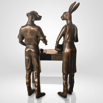 They Loved Being Celebrity Chefs (Bronze Sculpture, Small)