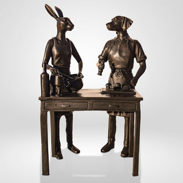They Loved Being Celebrity Chefs (Bronze Sculpture, Small)