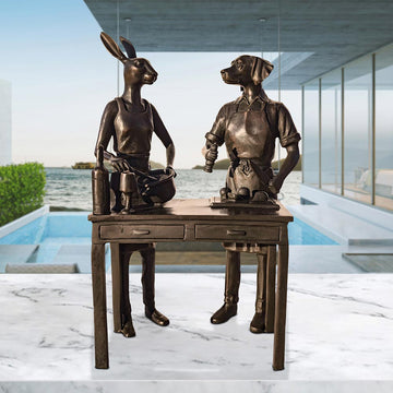 They Loved Being Celebrity Chefs (Bronze Sculpture, Small)
