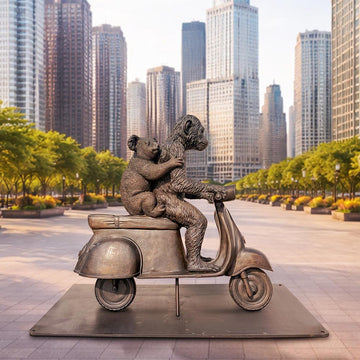 The Chimp and Koala Race on the Vespa (Bronze Sculpture)