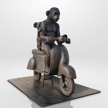 The Chimp and Koala Race on the Vespa (Bronze Sculpture)