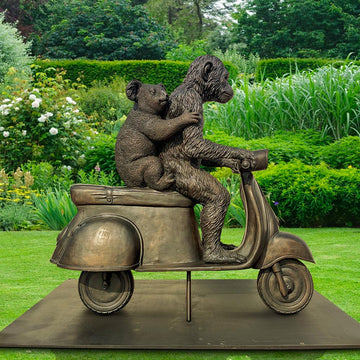 The Chimp and Koala Race on the Vespa (Bronze Sculpture)