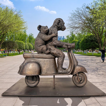 The Chimp and Koala Race on the Vespa (Bronze Sculpture)