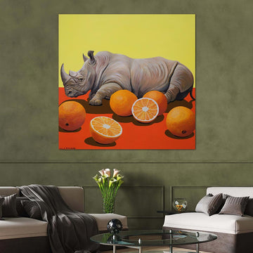 Citrus Rhino Bliss (Original Painting)