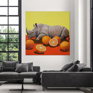 Citrus Rhino Bliss (Original Painting)