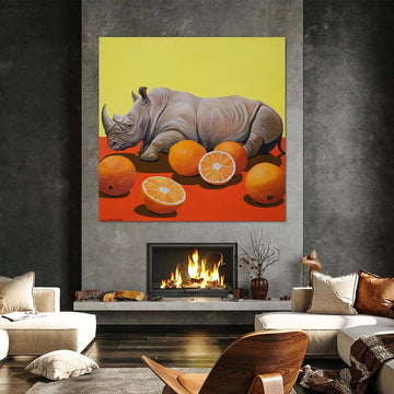 Citrus Rhino Bliss (Original Painting)