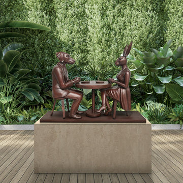They Loved Their Morning Coffee (Bronze Sculpture, Mid-Size)