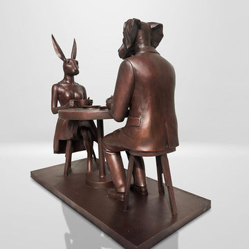 They Loved Their Morning Coffee (Bronze Sculpture, Mid-Size)