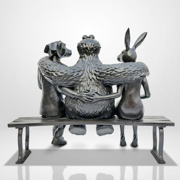 Cookie Monster Loves Rabbitwoman and Dogman Big Time (Bronze Sculpture)