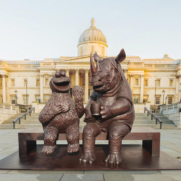 Cookie Monster Loves Rhino (Bronze Sculpture)