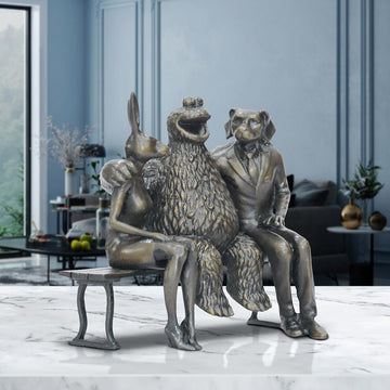 Cookie Monster Loves Rabbitwoman and Dogman (Bronze Sculpture, Small)