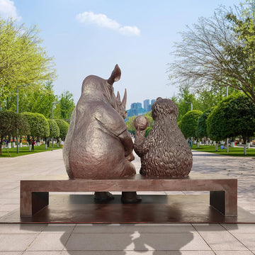 Cookie Monster Loves Rhino (Bronze Sculpture)