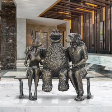 Cookie Monster Loves Rabbitwoman and Dogman (Bronze Sculpture, Small)