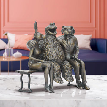 Cookie Monster Loves Rabbitwoman and Dogman (Bronze Sculpture, Small)