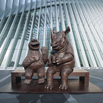 Cookie Monster Loves Rhino (Bronze Sculpture)