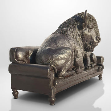 The Buffalo and Cougar Were Couch Buddies (Bronze Sculpture)