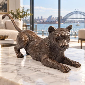 The Cub Crouched Low (Bronze Sculpture)