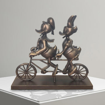 Daisy and Donald Take Love for a Spin (Resin Sculpture)