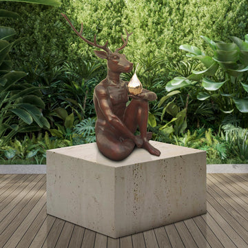 Deer Holds Pear (Bronze Sculpture, Mid-Size)
