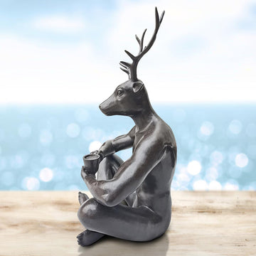 Deerman Loved His Cappuccino (Bronze Sculpture)
