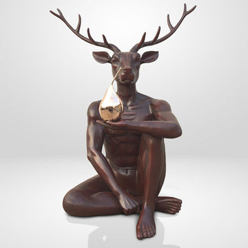 Deer Holds Pear (Bronze Sculpture, Mid-Size)