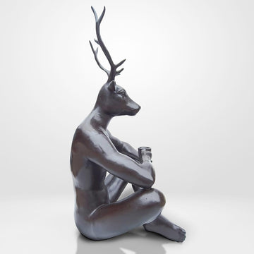 Deerman Loved His Cappuccino (Bronze Sculpture)