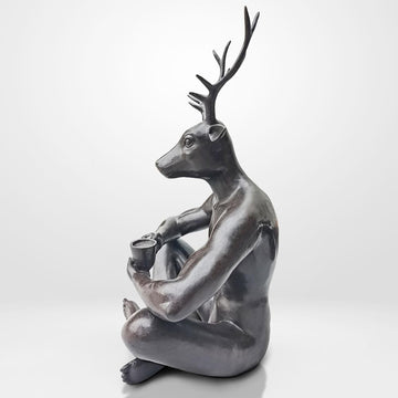 Deerman Loved His Cappuccino (Bronze Sculpture)