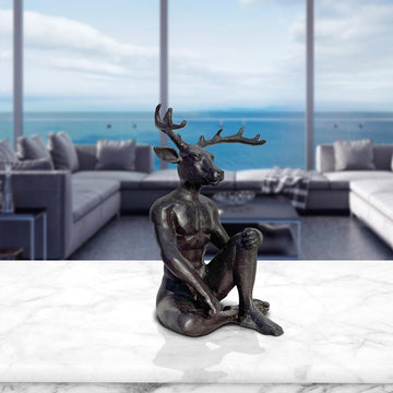 Deerman Thinks Big (Bronze Sculpture, Pocket Size)