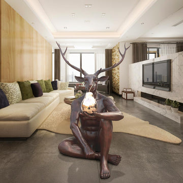 Deerman Loves His Pear (Bronze Sculpture)