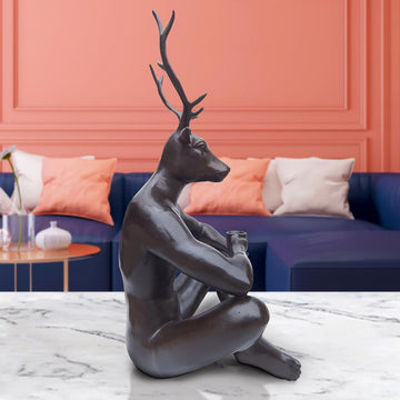 Deerman Loved His Cappuccino (Bronze Sculpture)