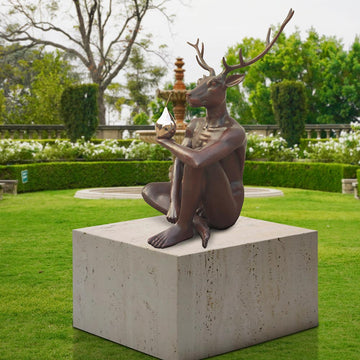 Deer Holds Pear (Bronze Sculpture, Mid-Size)