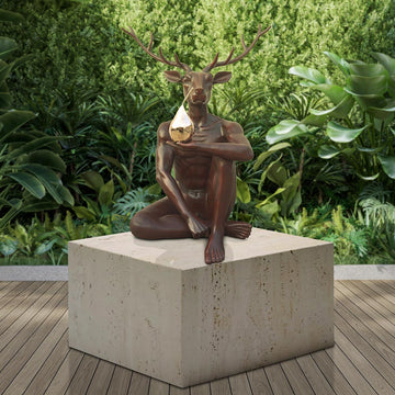 Deer Holds Pear (Bronze Sculpture, Mid-Size)