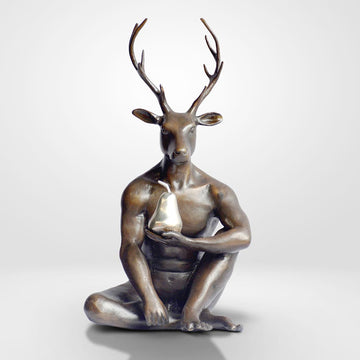 Deerman Grew a Silver Pear (Bronze Sculpture, Miniature)