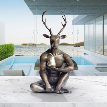 Deerman Grew a Silver Pear (Bronze Sculpture, Miniature)