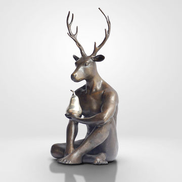 Deerman Grew a Silver Pear (Bronze Sculpture, Miniature)