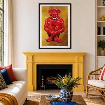 Lost Dog in Red and Gold (Print)