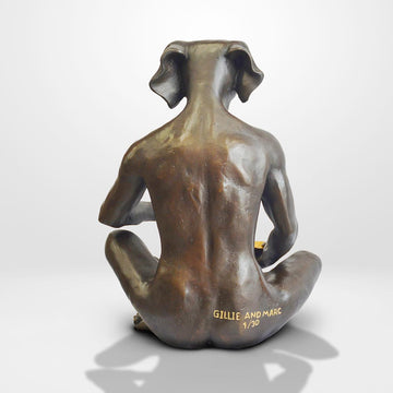 He looked into her eyes as he drank his cappuccino (Bronze Sculpture)