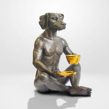He looked into her eyes as he drank his cappuccino (Bronze Sculpture)