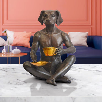 He looked into her eyes as he drank his cappuccino (Bronze Sculpture)