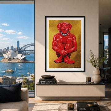 Lost Dog in Red and Gold (Print)