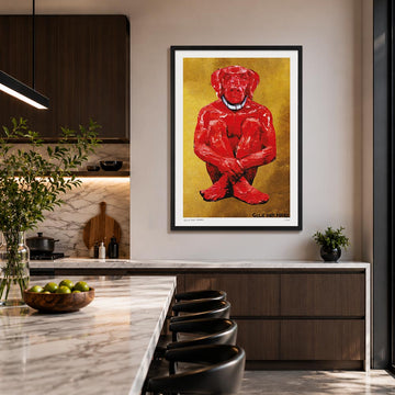 Lost Dog in Red and Gold (Print)