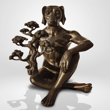 Dogman and the Bonsai (Bronze Sculpture)