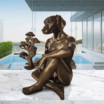 Dogman and the Bonsai (Bronze Sculpture)