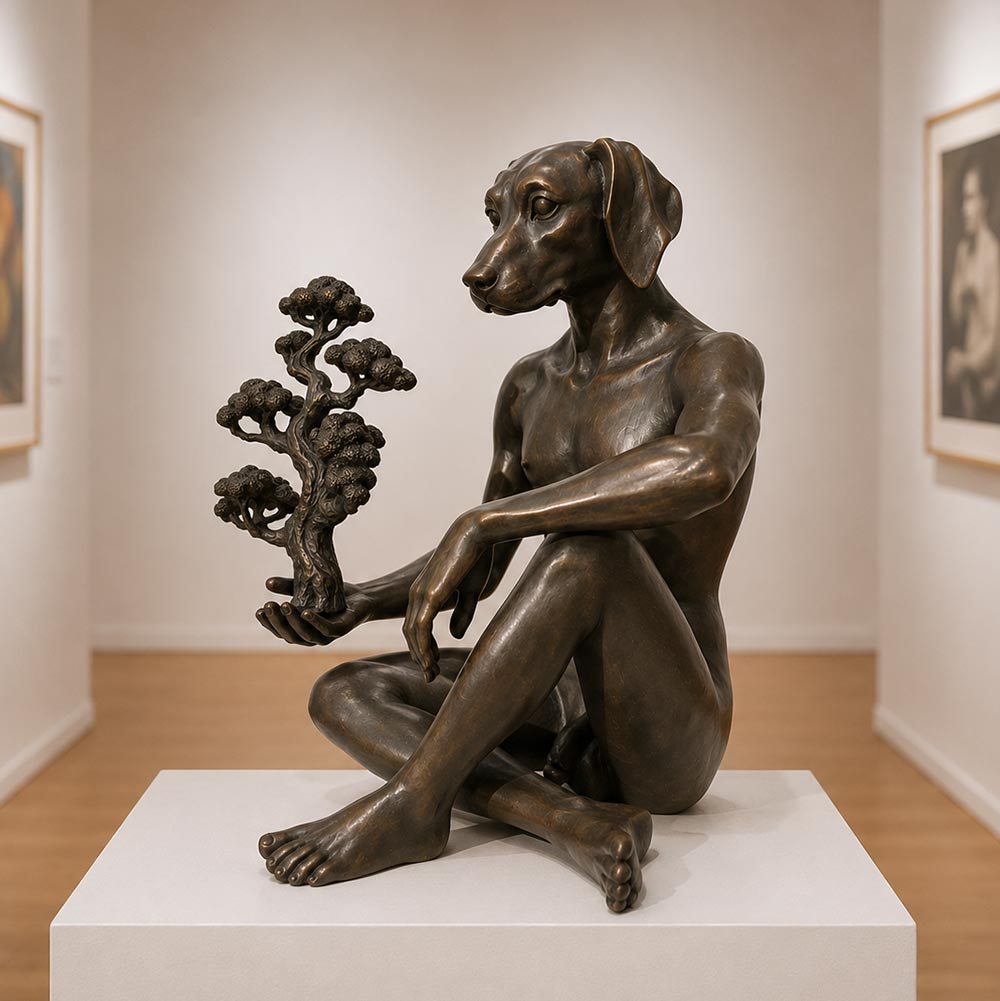 Dogman and the Bonsai (Bronze Sculpture) – Gillie and Marc®