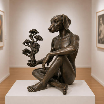 Dogman and the Bonsai (Bronze Sculpture)