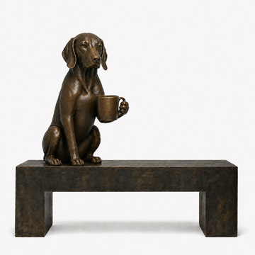 Dog Saved You a Seat, Waiting for His Best Friend (Bronze Sculpture)