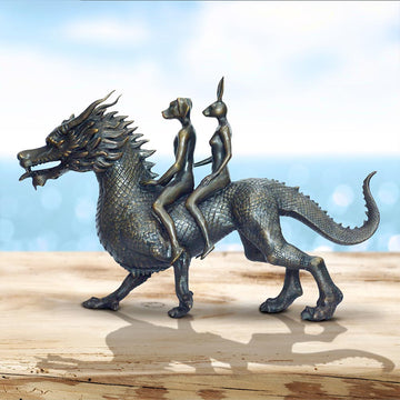 Dragon Riders on an Adventure (Bronze Sculpture, Small)